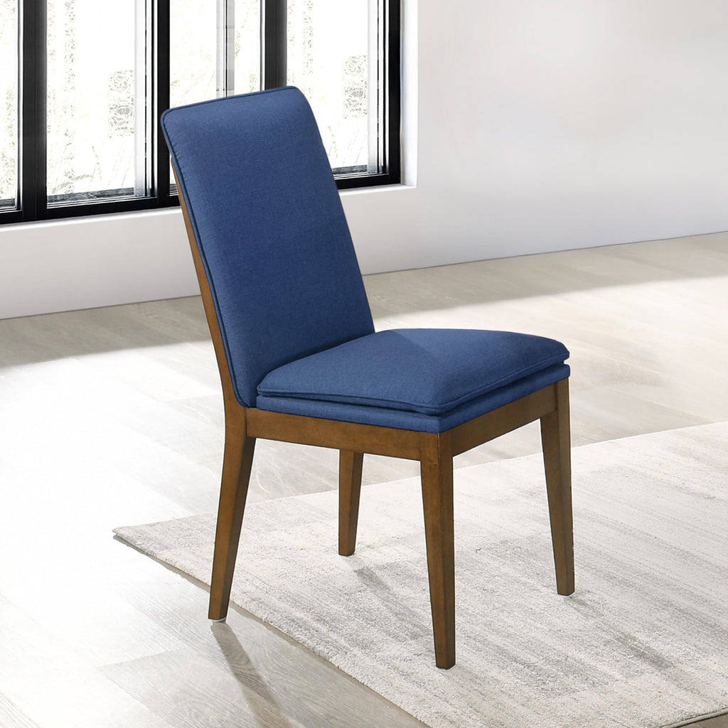 Maggie Dining Chair w/Blue Cushion-Walnut