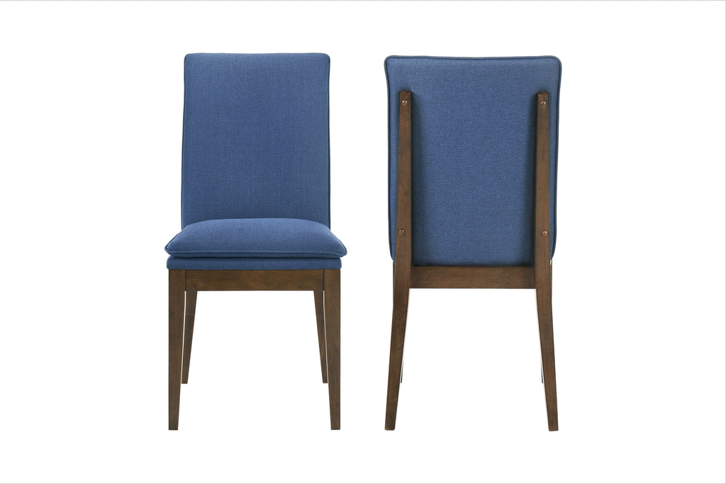 Maggie Dining Chair w/Blue Cushion-Walnut
