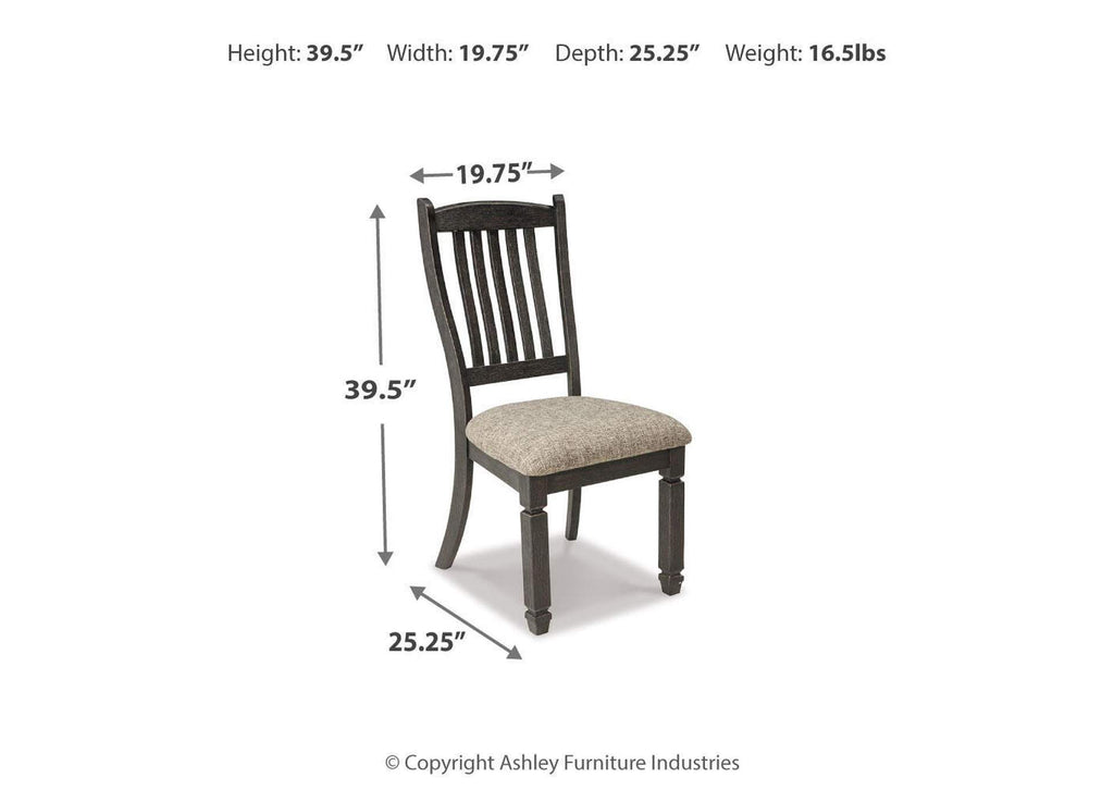 Tyler Creek Dining Table and 6 Chairs Set dimensions