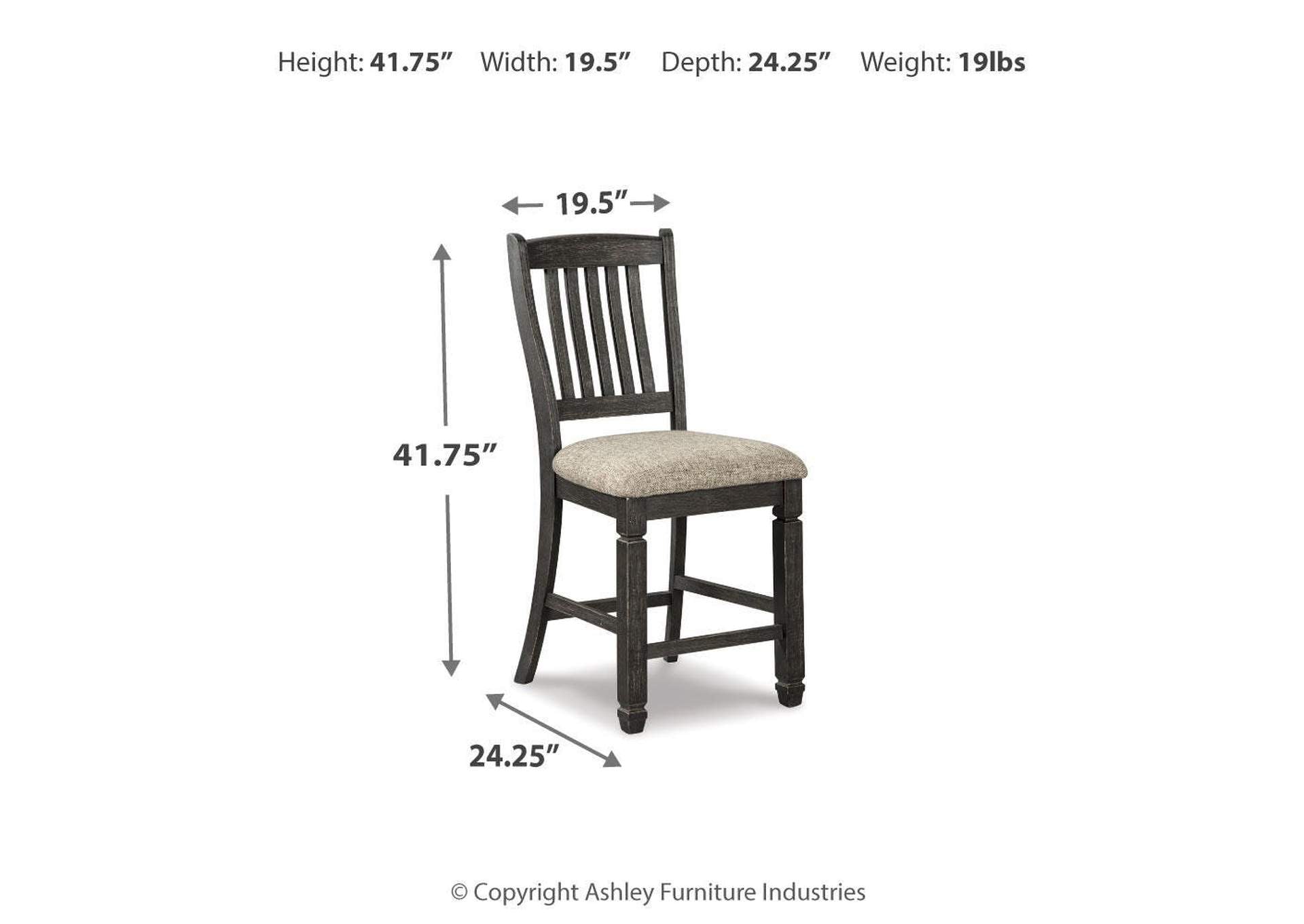Tyler Creek 2-Piece Bar Stool dimensions
