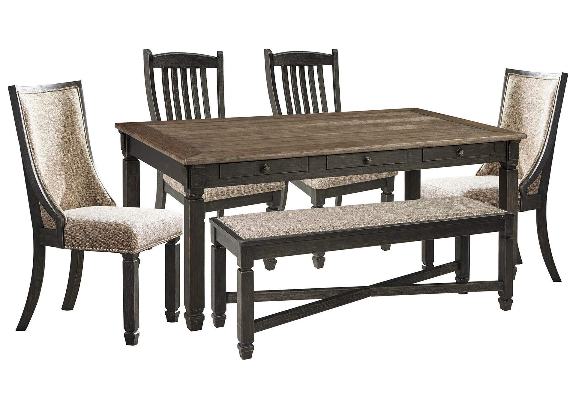 Tyler Creek Dining Table and 4 Chairs and Bench