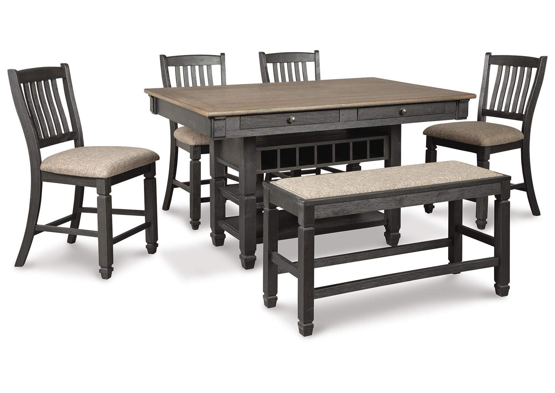 Tyler Creek Counter Height Dining Table and 4 Barstools and Bench