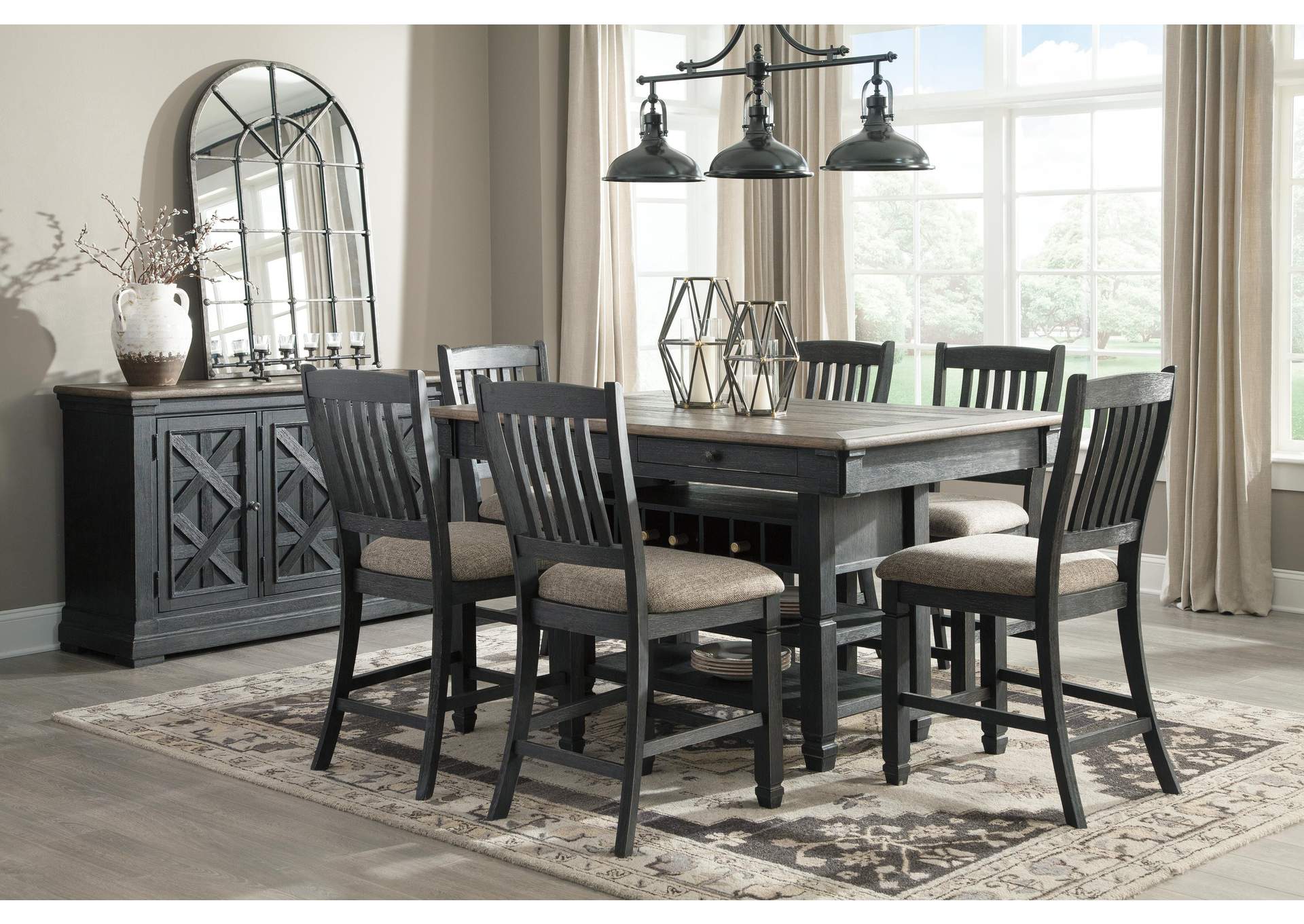 Tyler Creek Counter Height Dining Table and 6 Bar Stools