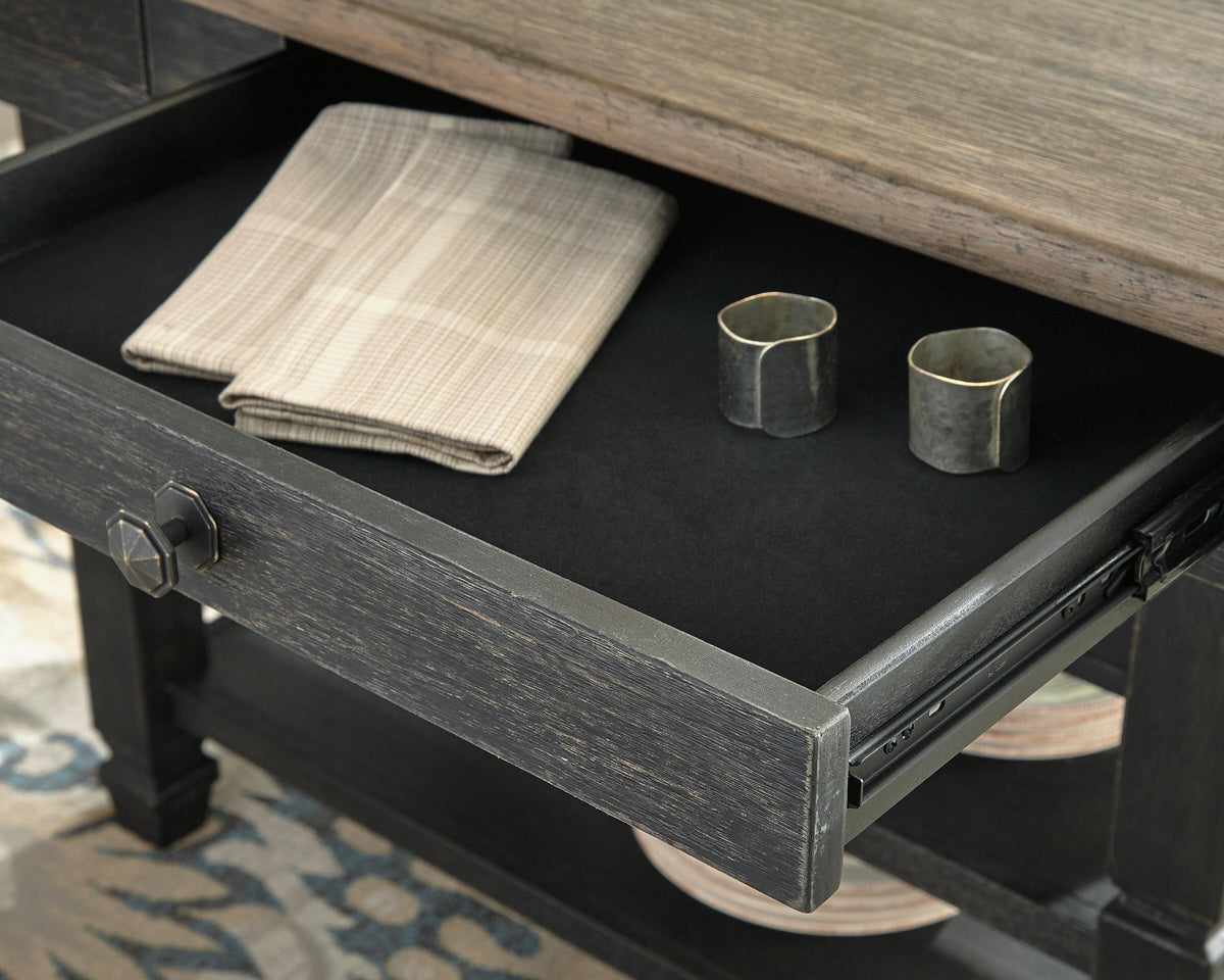 Tyler Creek Counter Height Dining Table in Black/Gray, detail view