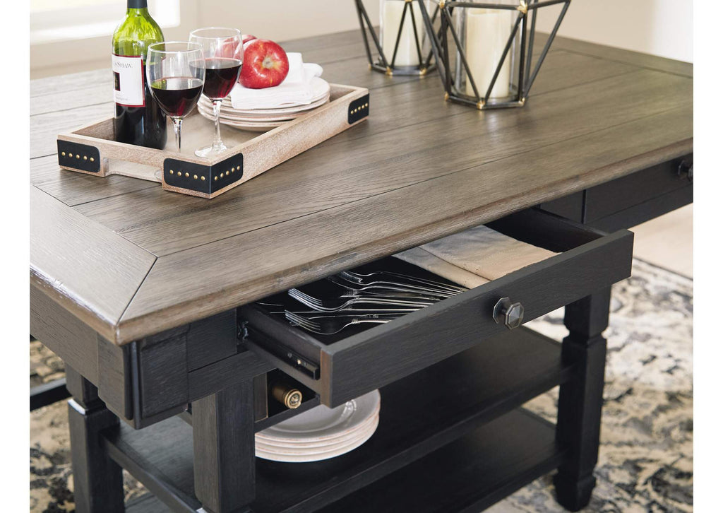 Tyler Creek Counter Height Dining Table and 4 Barstools and Bench detail