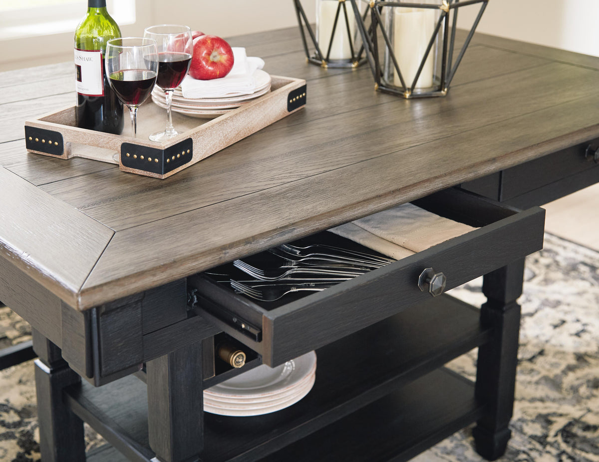 Tyler Creek Counter Height Dining Table in Black/Gray, detail view