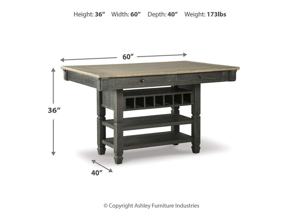 Tyler Creek Counter Height Dining Table and 4 Bar Stools dimensions