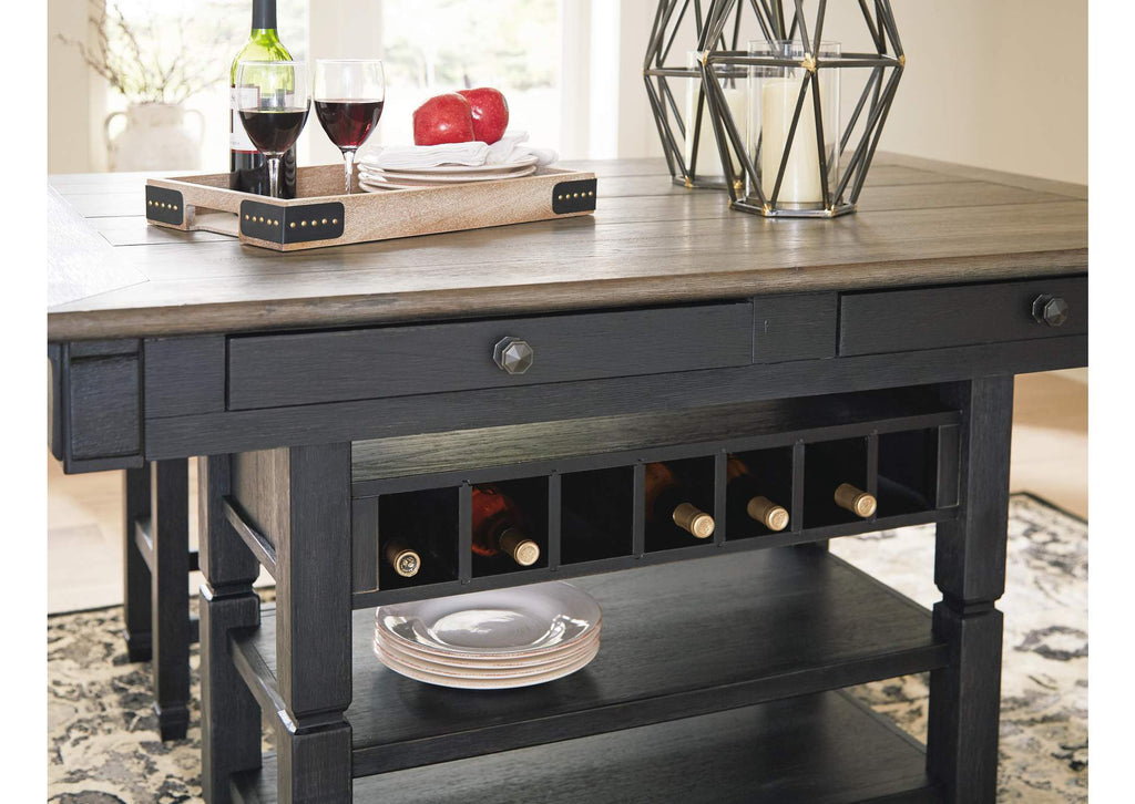 Tyler Creek Counter Height Dining Table and 4 Barstools and Bench detail