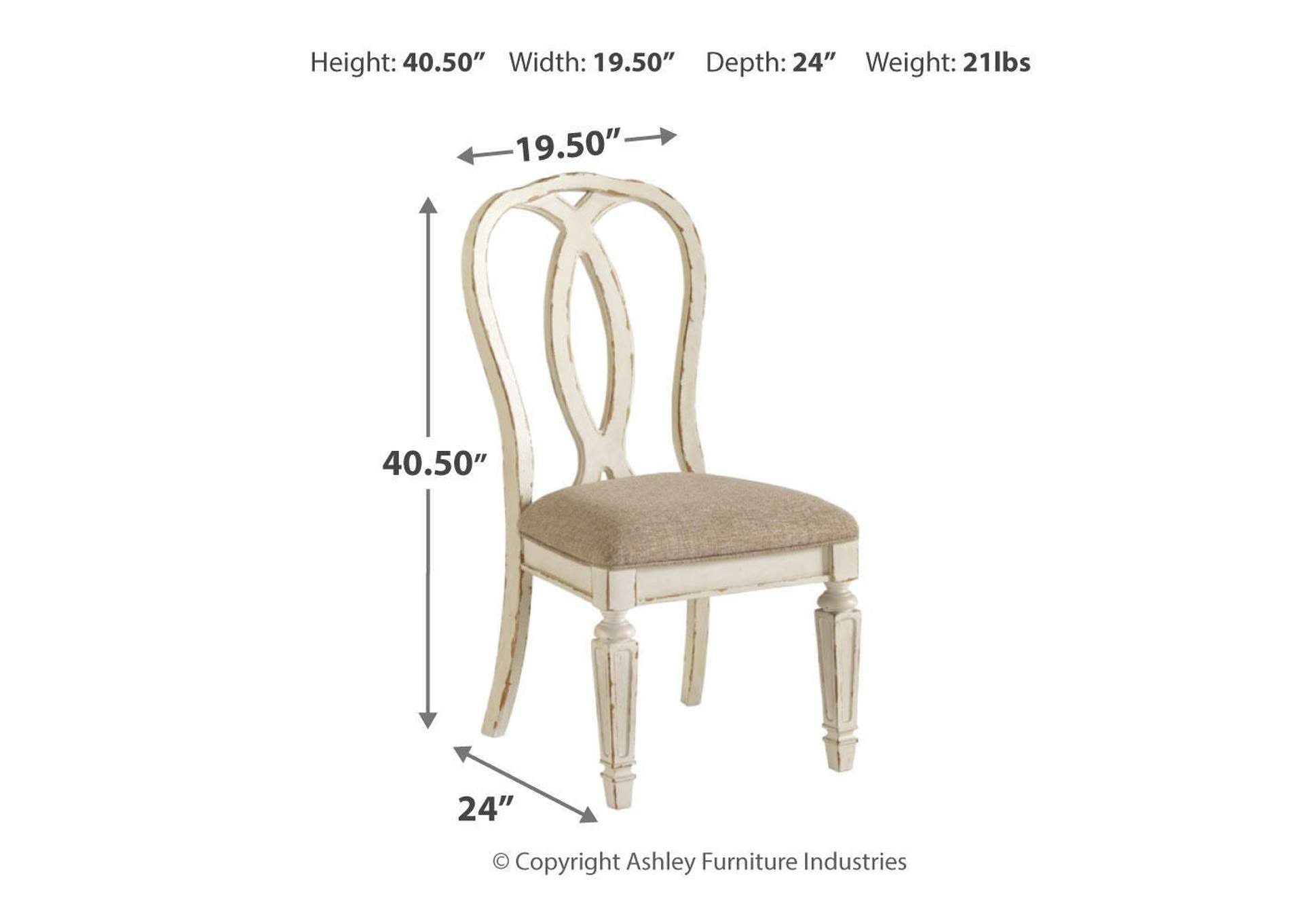 Realyn Extendable Dining Table and 4 Ribbon Back Chairs dimensions