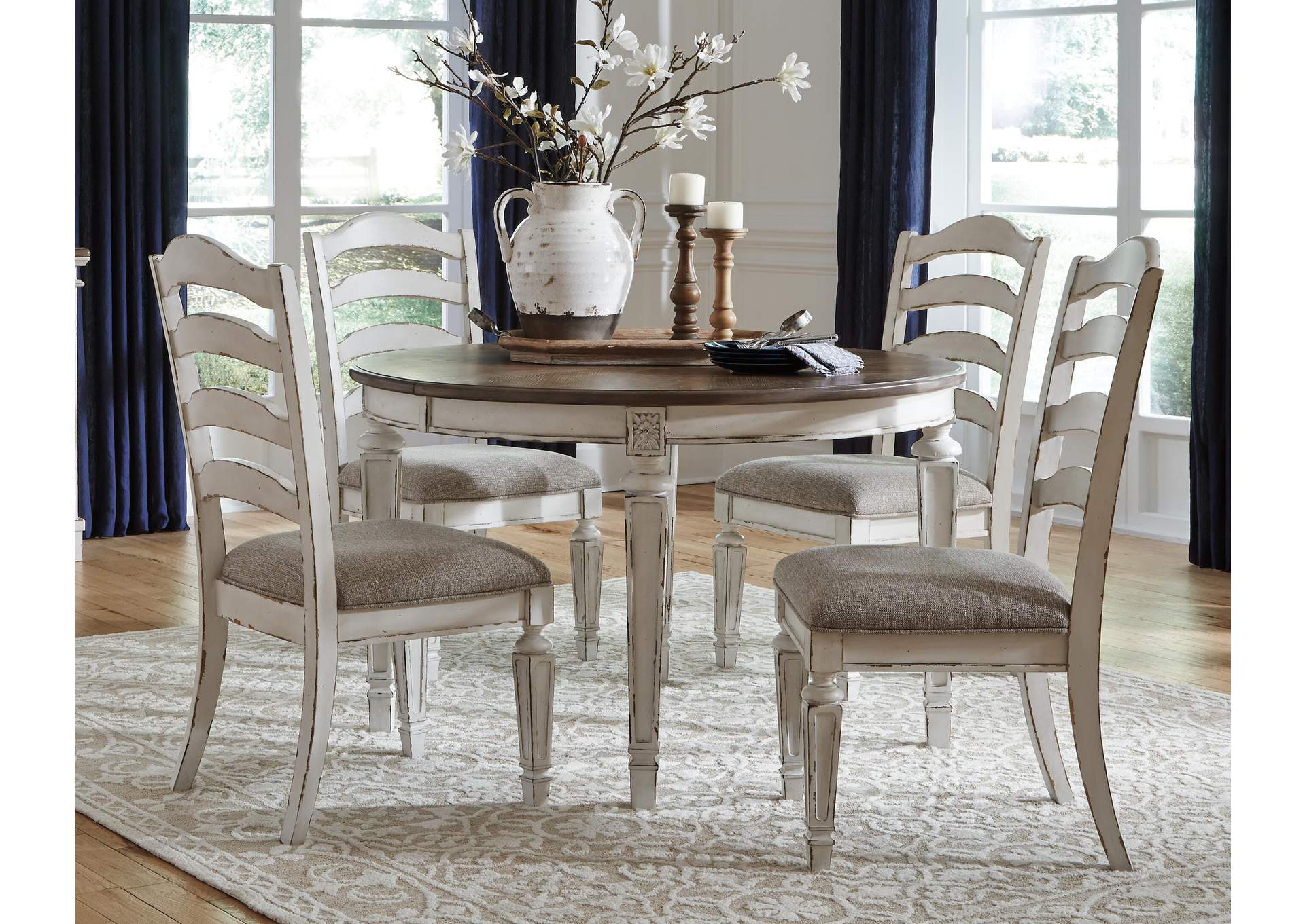 Realyn Oval Extendable Dining Table and 4 Chairs room view