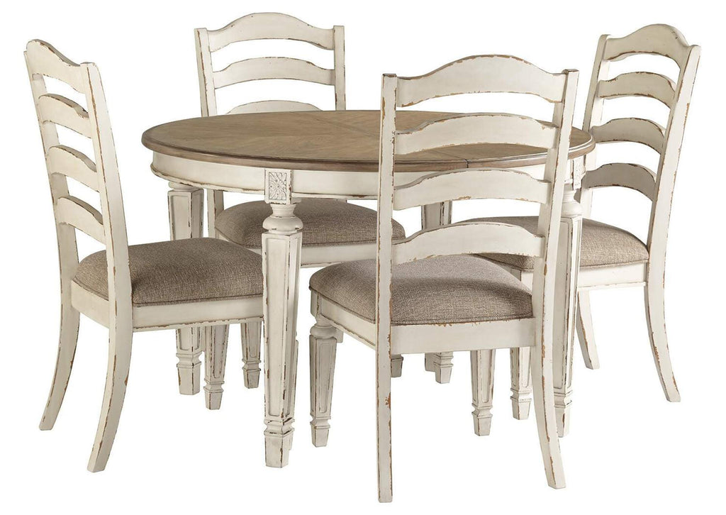 Realyn Oval Extendable Dining Table and 4 Chairs