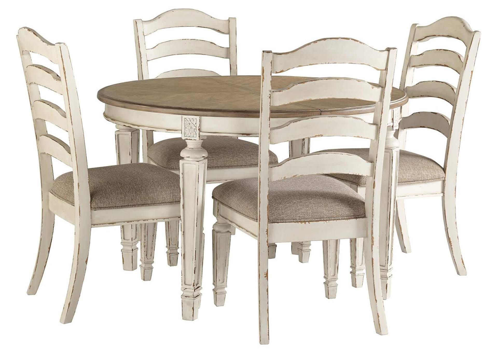 Realyn Oval Extendable Dining Table and 4 Chairs