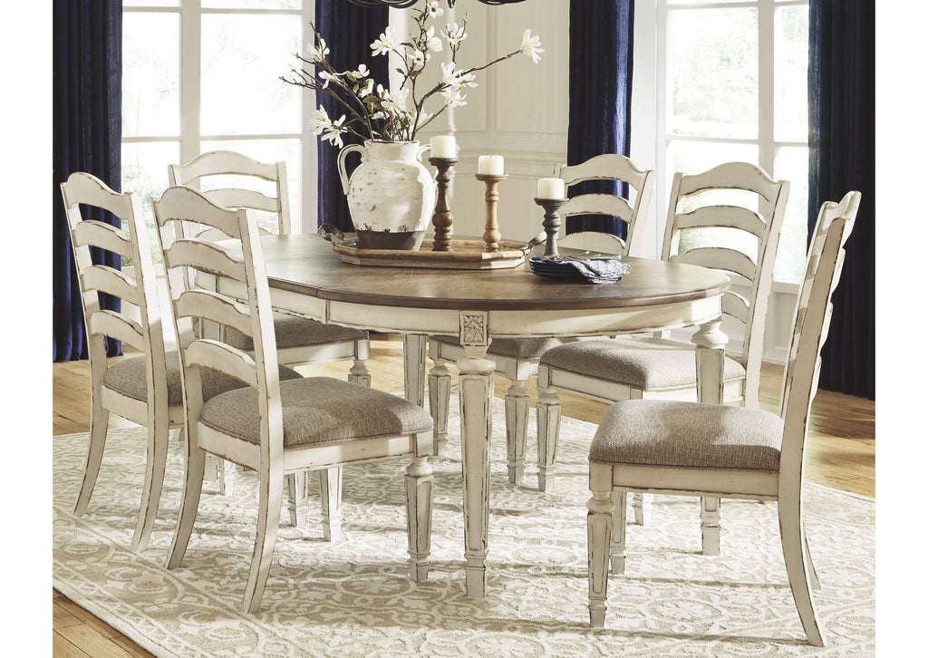 Realyn Oval Extendable Dining Table and 6 Chairs room view