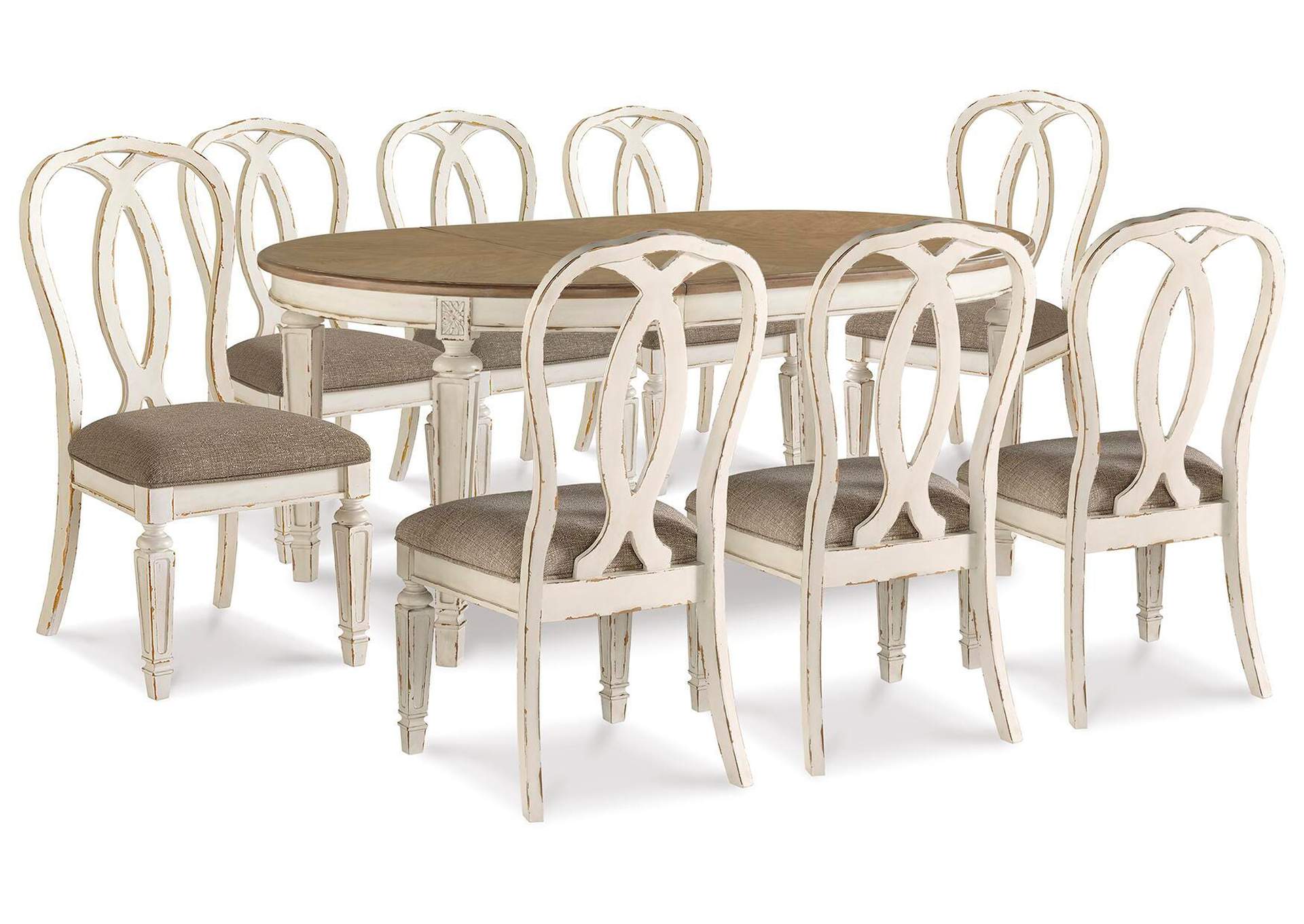 Realyn Oval Extendable Dining Table and 8 Chairs