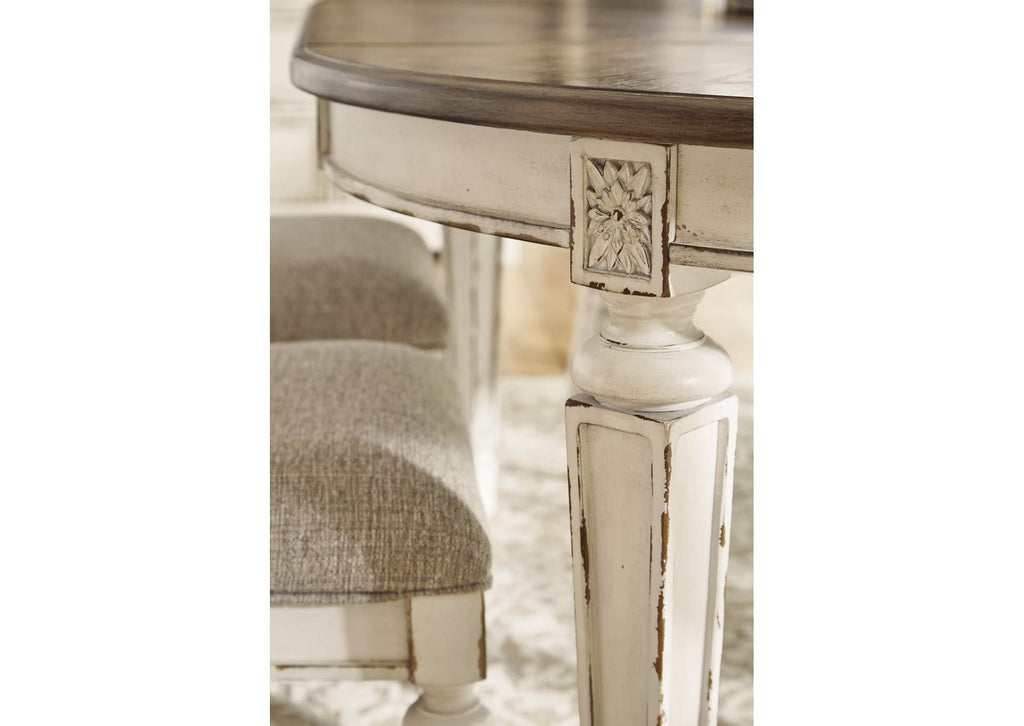 Realyn Oval Extendable Dining Table and 4 Chairs detail