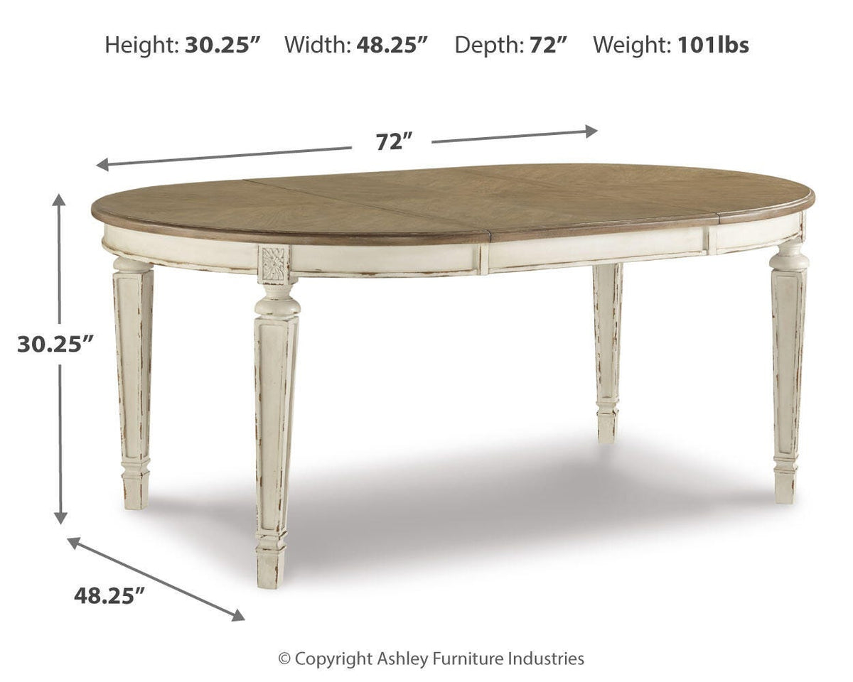 Realyn Dining Extension Table in Chipped White, alternate view 5