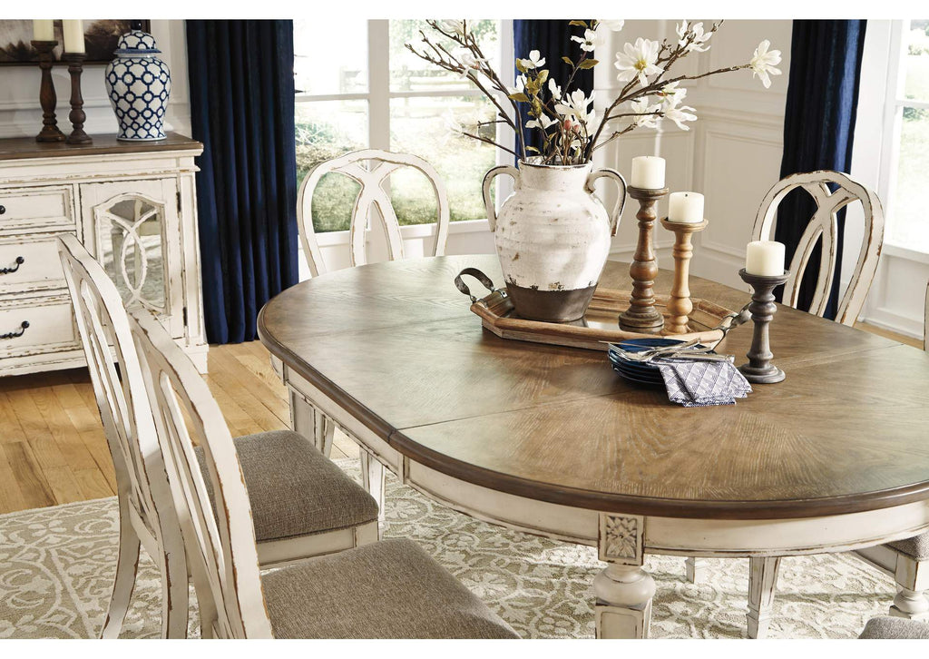 Realyn Oval Extendable Dining Table and 8 Chairs detail