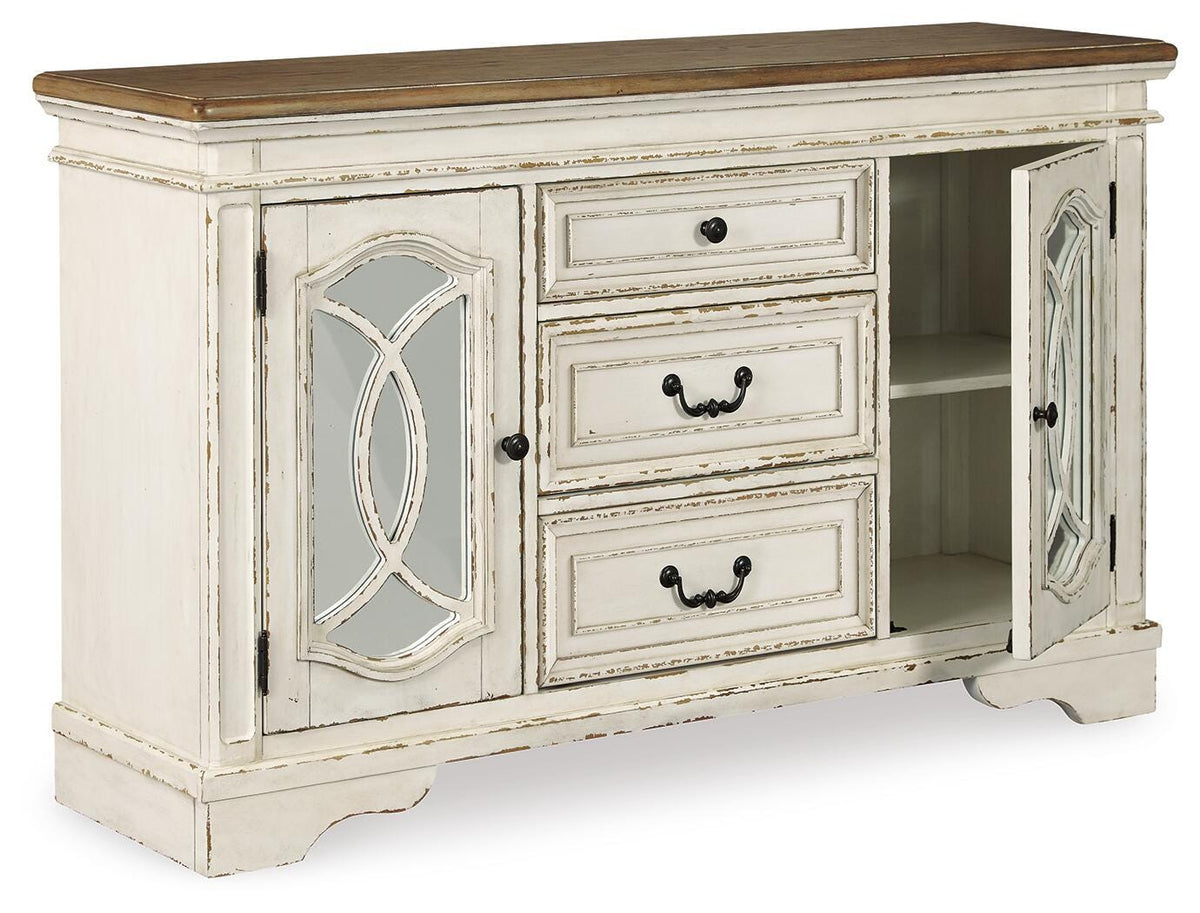 Realyn Dining Server in Chipped White, open view