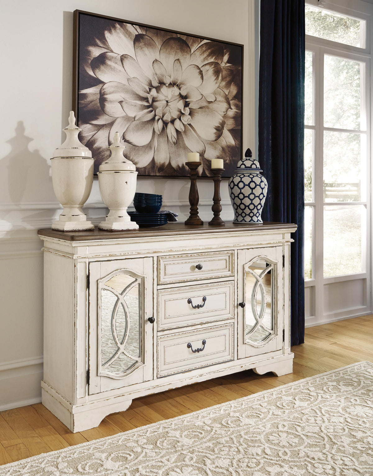 Realyn Dining Server in Chipped White, alternate view 3