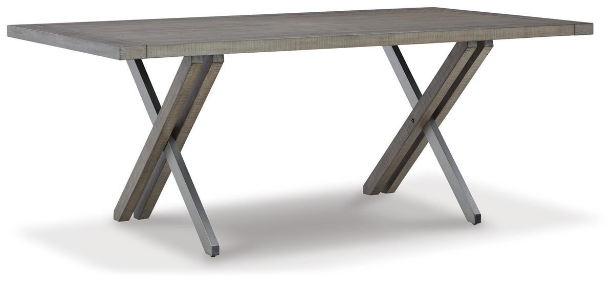 Krystanza Dining Table in Weathered Gray, angle view