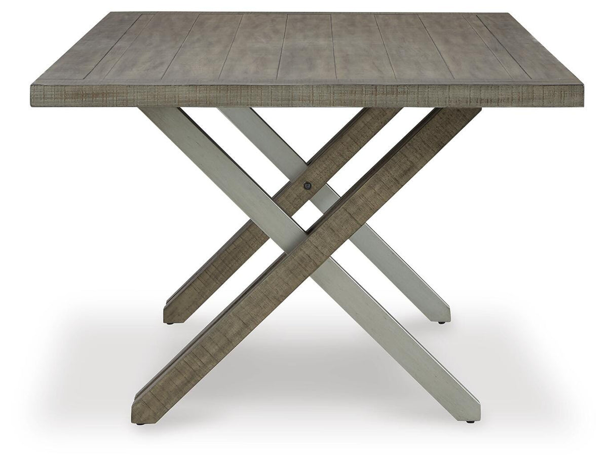 Krystanza Dining Table in Weathered Gray, side view