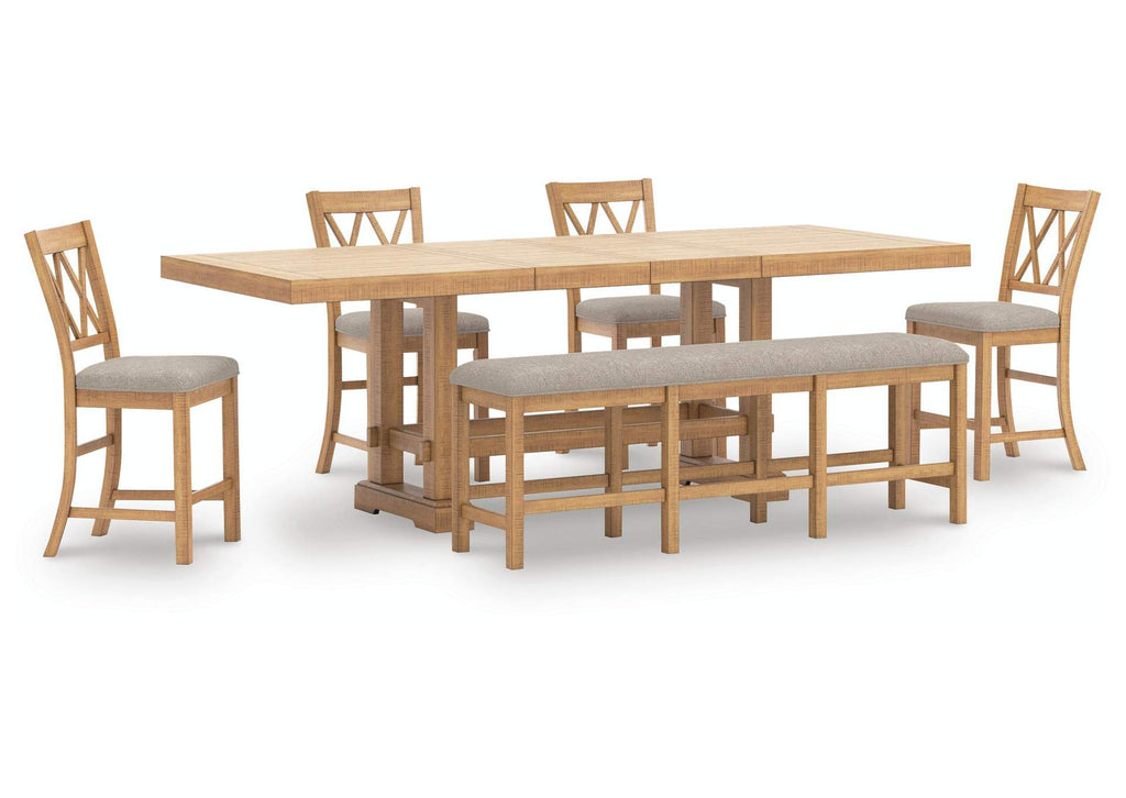 Havonplane Counter Height Extendable Dining Table and 4 Barstools and Bench