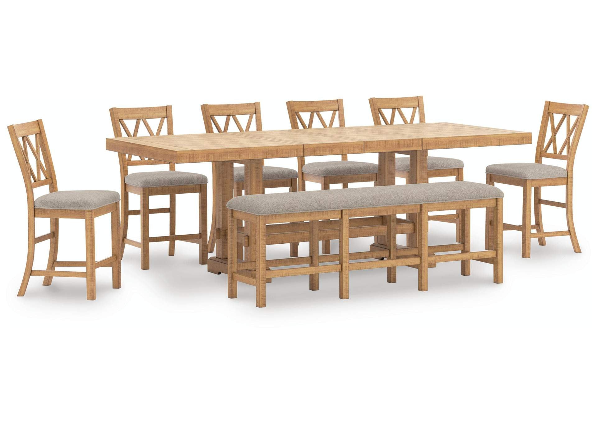 Havonplane Counter Height Extendable Dining Table and 6 Barstools and Bench