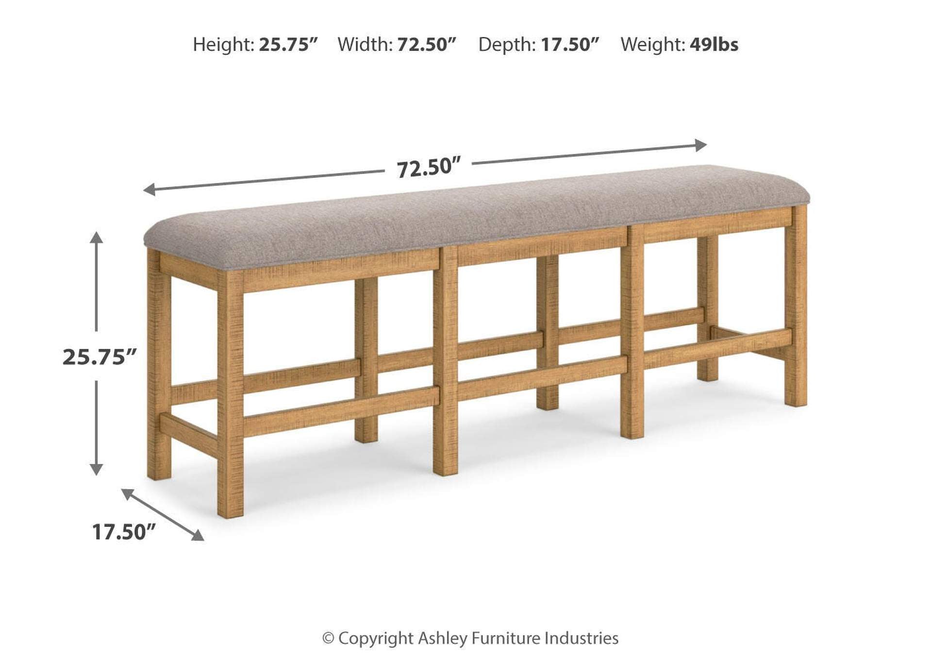 Havonplane Counter Height Extendable Dining Table and 4 Barstools and Bench dimensions