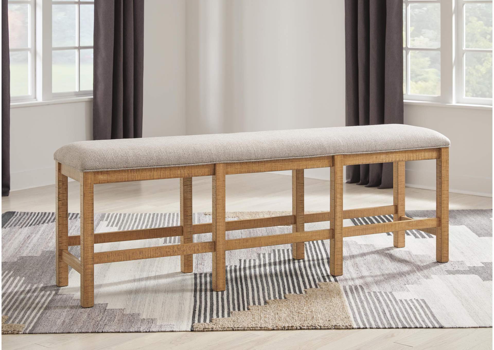 Havonplane Counter Height Extendable Dining Table and 6 Barstools and Bench with Storage