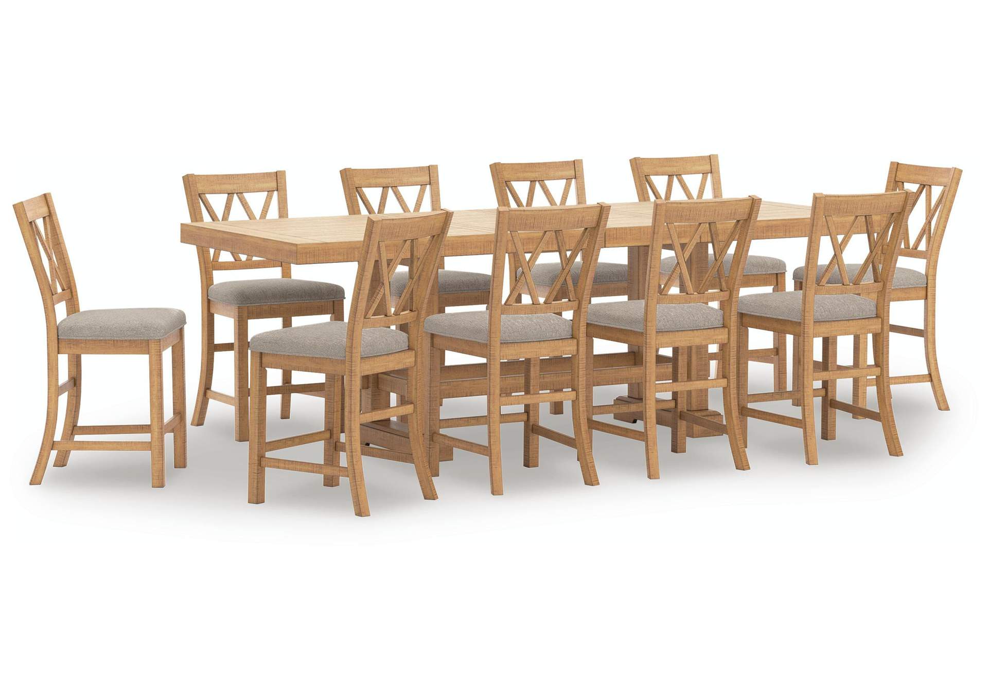 Havonplane Counter Height Extendable Dining Table and 10 Barstools