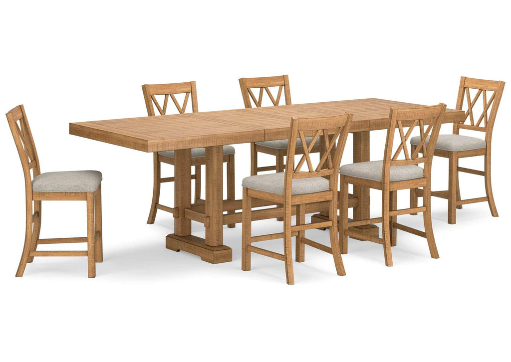 Havonplane Counter Height Extendable Dining Table and 6 Barstools