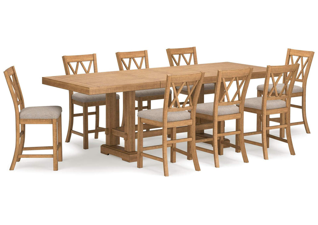 Havonplane Counter Height Extendable Dining Table and 8 Barstools