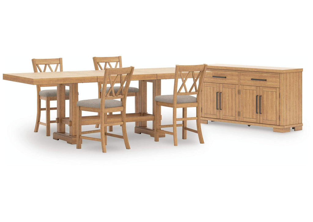 Havonplane Counter Height Extendable Dining Table and 4 Barstools with Storage