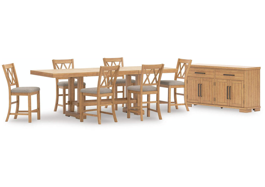 Havonplane Counter Height Extendable Dining Table and 6 Barstools with Storage