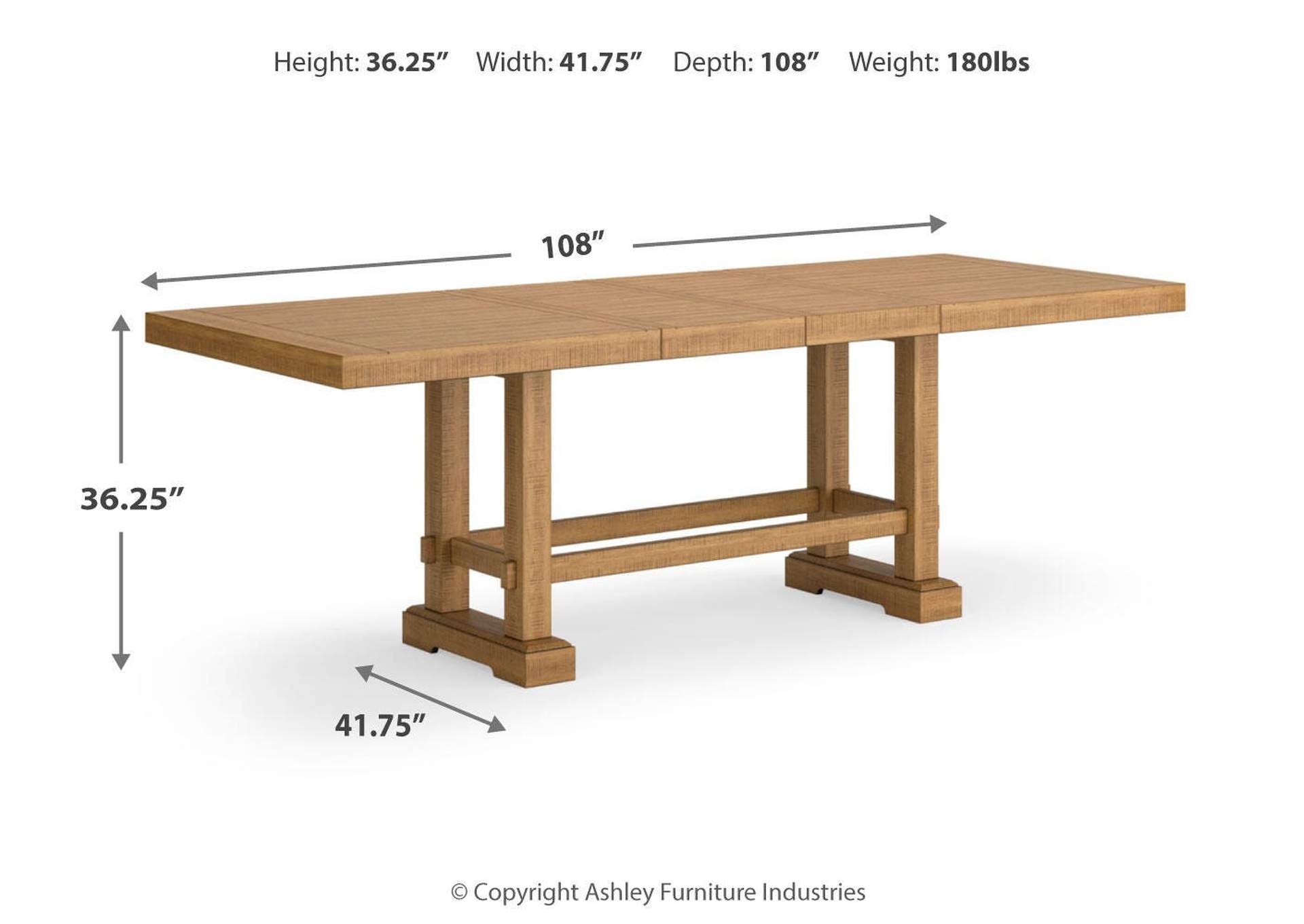 Havonplane Counter Height Extendable Dining Table and 6 Barstools with Storage dimensions
