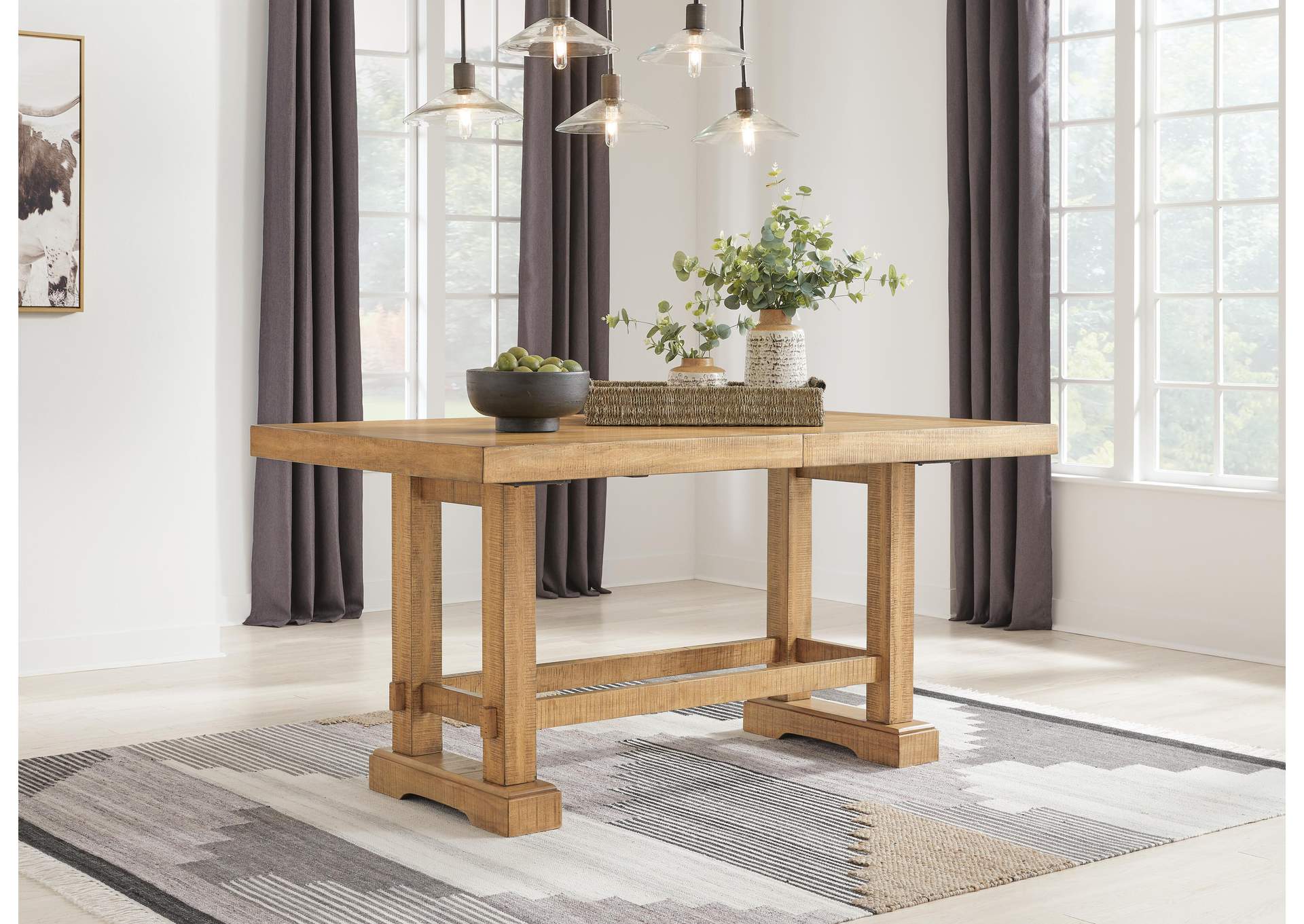 Havonplane Counter Height Extendable Dining Table and 4 Barstools and Bench