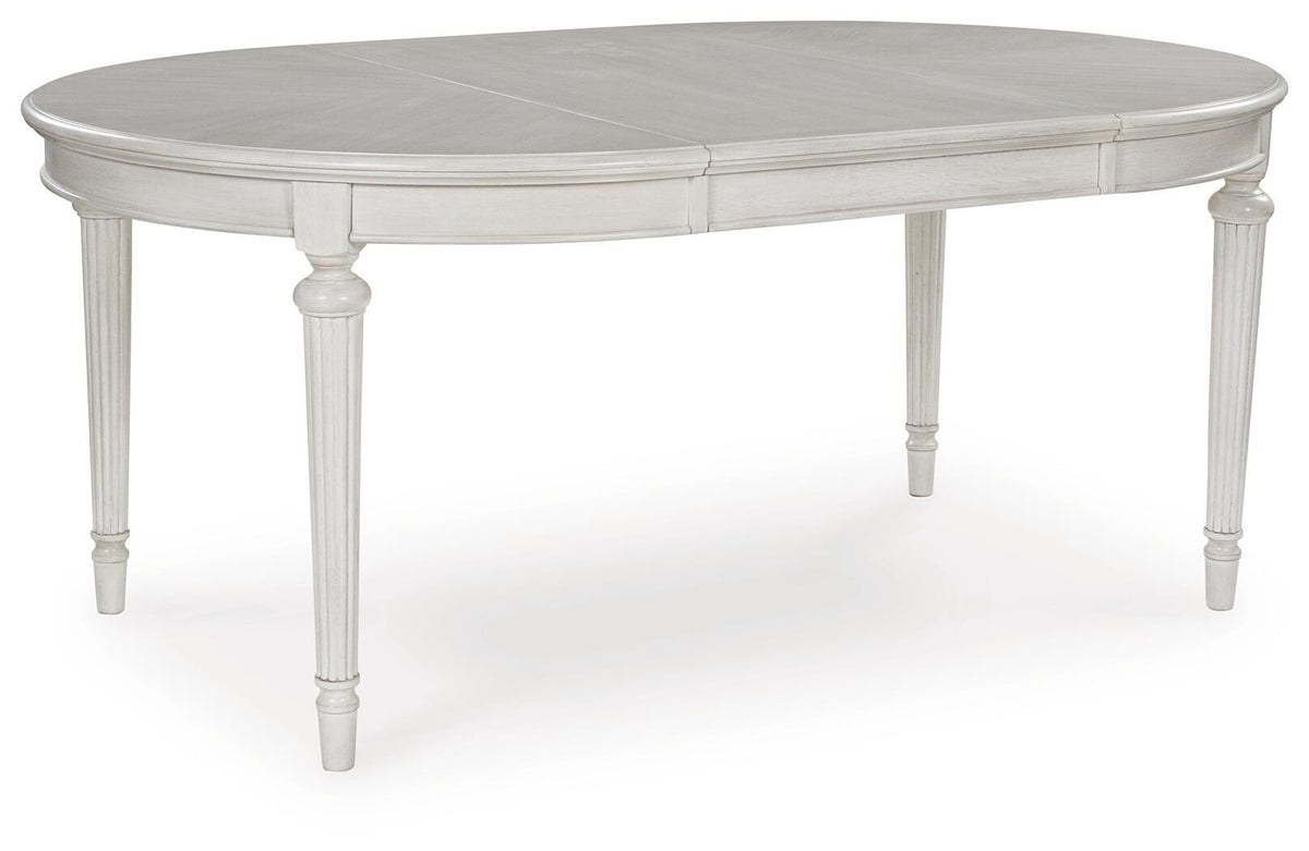 Montelaine Dining Extension Table in Antique White, angle view