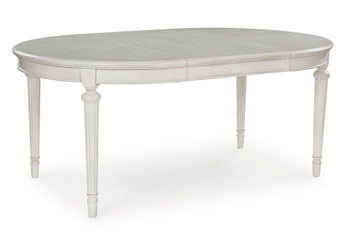 Montelaine Dining Extension Table in Antique White, angle view
