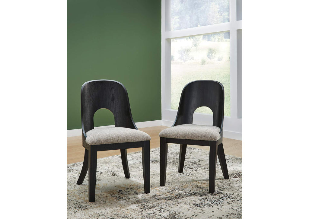Rowanbeck Dining Table, 2 Arm Chairs and 4 Side Chairs side view