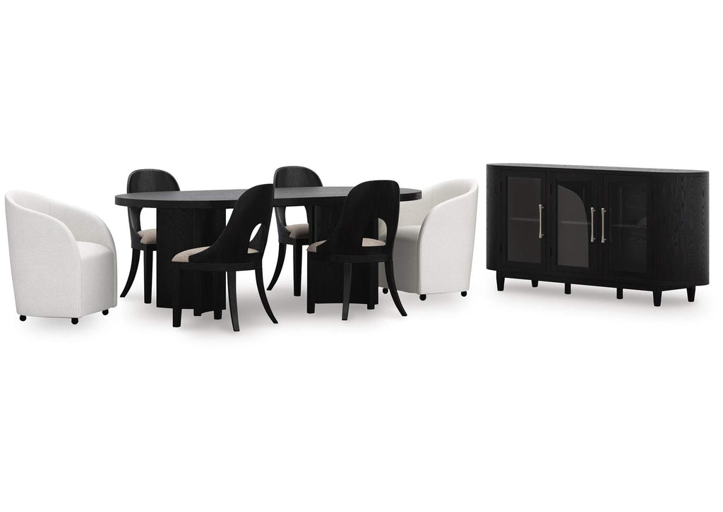Rowanbeck Dining Table and 6 Chairs with Storage