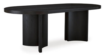 Rowanbeck Dining Table in Black, angle view
