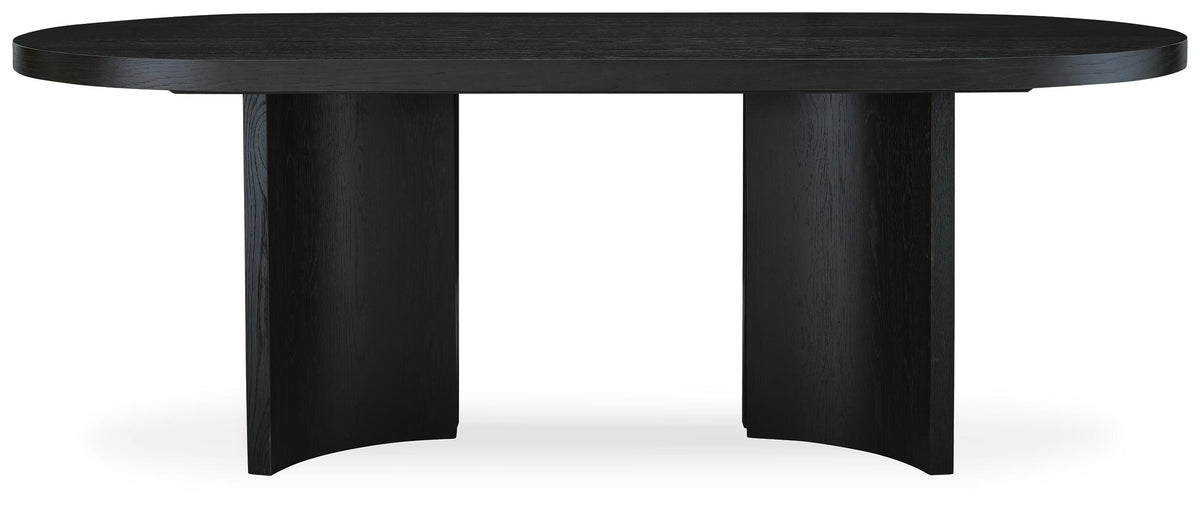 Rowanbeck Dining Table in Black, front view