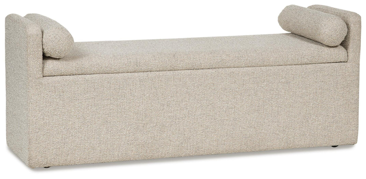 Galliden 62" Dining Bench in Beige, closed view