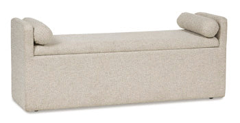 Galliden 62" Dining Bench in Beige, closed view