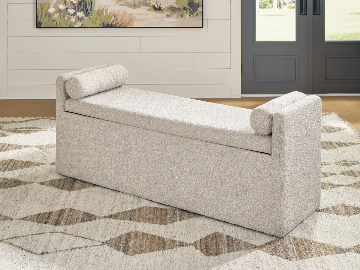 Galliden 62" Dining Bench in Beige, closed view
