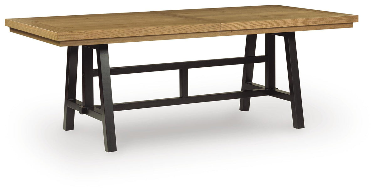 Galliden Dining Extension Table in Black/Brown, angle view
