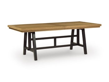 Galliden Dining Extension Table in Black/Brown, angle view