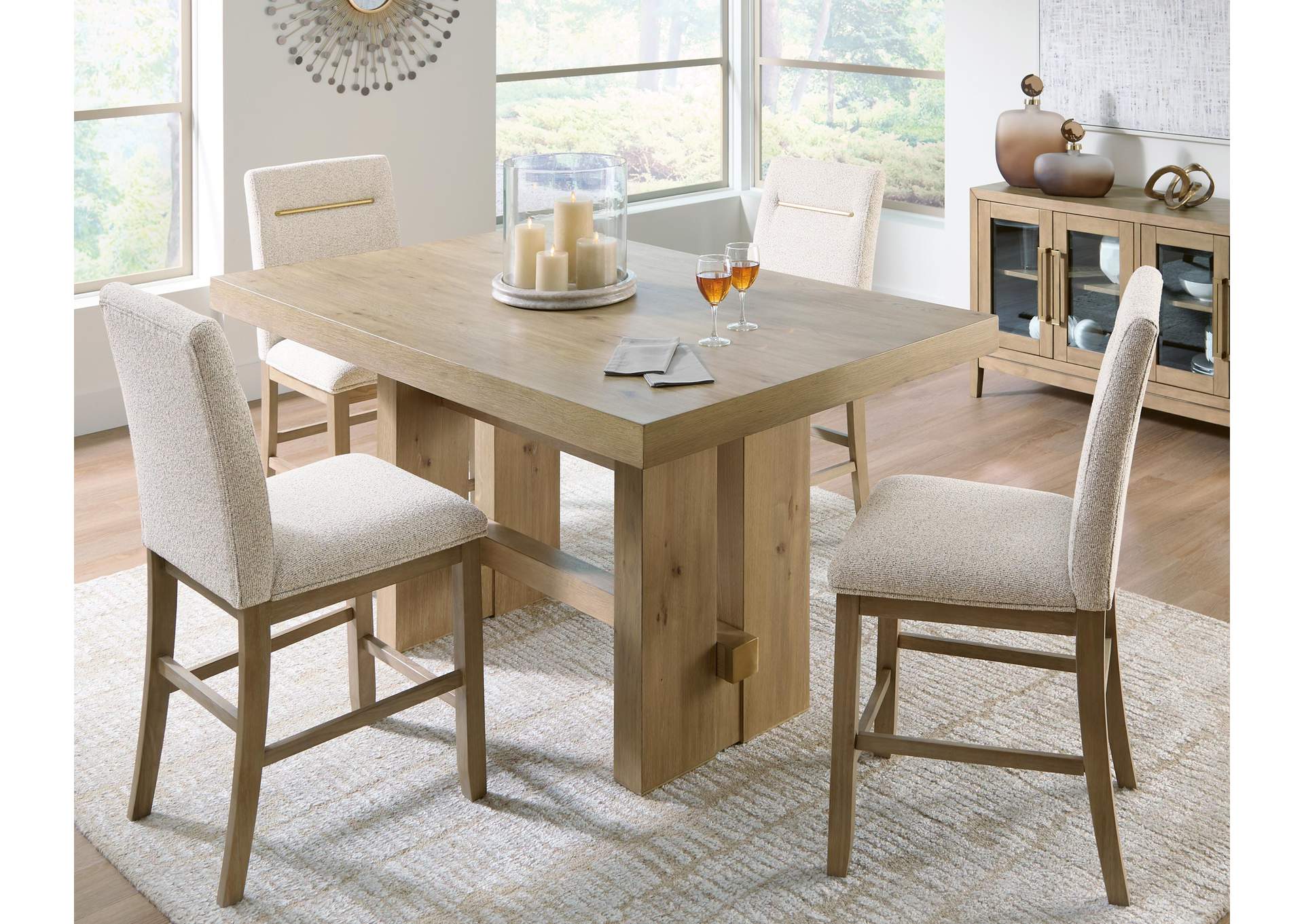 Crendlin Counter Height Dining Table and 4 Barstools