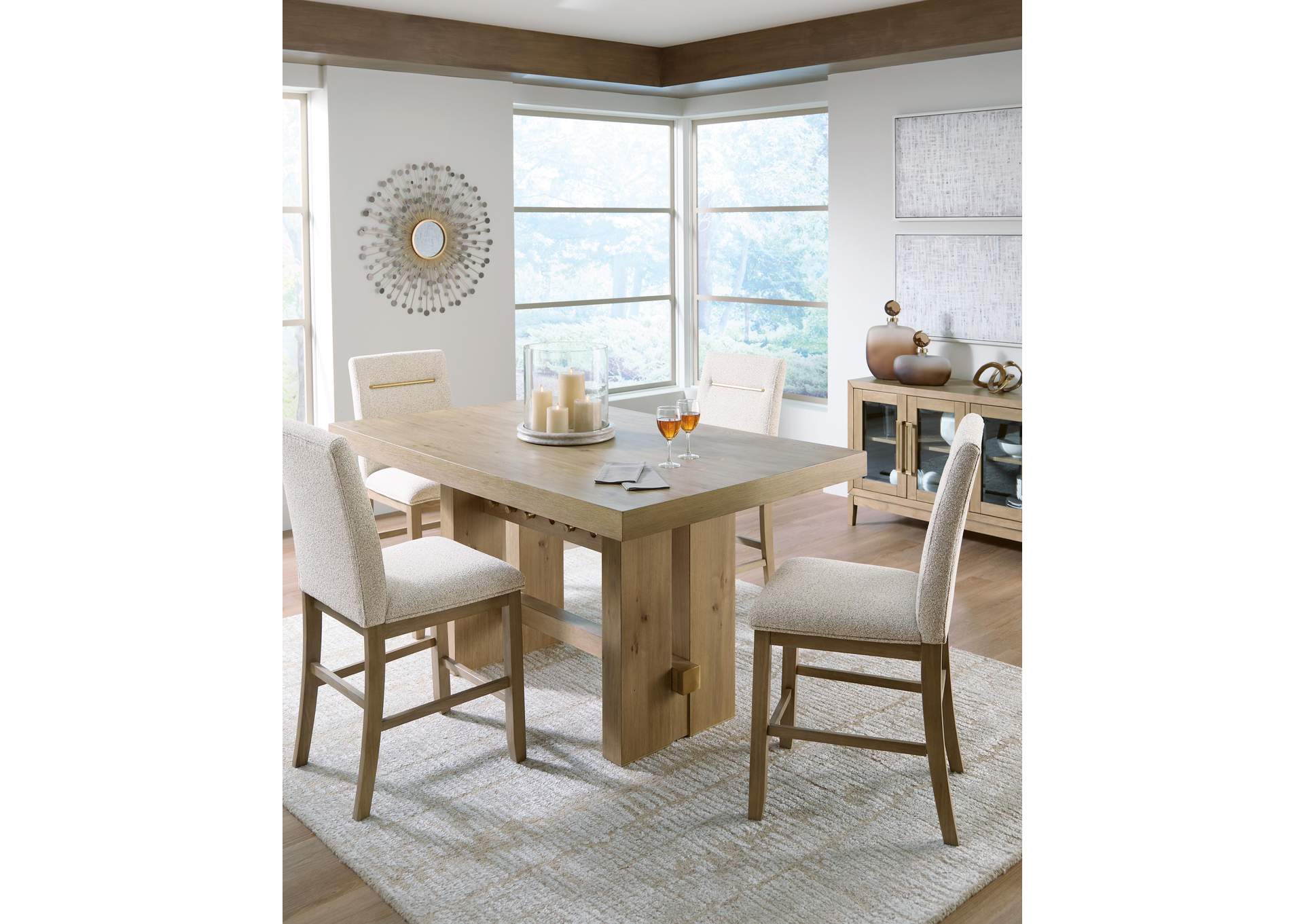 Crendlin Counter Height Dining Table and 4 Barstools