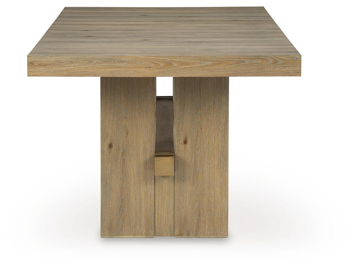 Lasinger Dining Extension Table in Light Brown, side view
